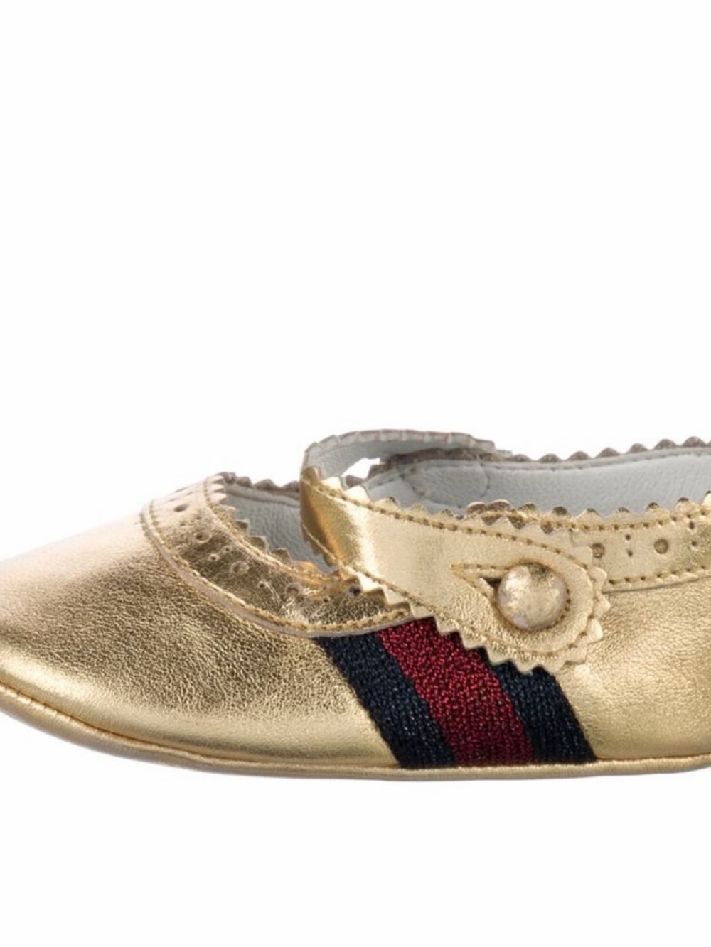 Gucci Gold Mary Jane with Red & Navy Stripe